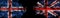 Flags of Iceland and United Kingdom on Black background, Iceland vs United Kingdom Smoke Flags