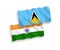 Flags of India and Saint Lucia on a white background