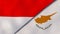 The flags of Indonesia and Cyprus. News, reportage, business background. 3d illustration