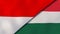 The flags of Indonesia and Hungary. News, reportage, business background. 3d illustration