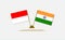 Flags of Indonesia and India. Partnership. Background and illustrations. 3d