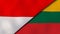 The flags of Indonesia and Lithuania. News, reportage, business background. 3d illustration