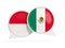 Flags of Indonesia and mexico inside chat bubbles