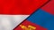 The flags of Indonesia and Mongolia. News, reportage, business background. 3d illustration