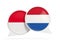 Flags of Indonesia and netherlands inside chat bubbles