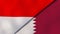 The flags of Indonesia and Qatar. News, reportage, business background. 3d illustration