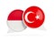 Flags of Indonesia and turkey inside chat bubbles