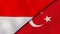 The flags of Indonesia and Turkey. News, reportage, business background. 3d illustration