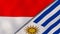 The flags of Indonesia and Uruguay. News, reportage, business background. 3d illustration