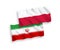 Flags of Iran and Poland on a white background