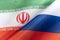 Flags iran and Russia. The concept of international relations between countries. Sanctions against Russia. The state of