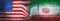 Flags of Iran and the United States of America shows distress from political condlict and iwar