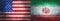 Flags of Iran and the United States of America shows distress from political conflict and war