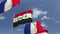 Flags of Iraq and France at international meeting, loopable 3D animation