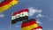Flags of Iraq and Germany at international meeting, loopable 3D animation