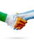 Flags Ireland, Argentina countries, partnership friendship handshake concept.