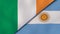 The flags of Ireland and Argentina. News, reportage, business background. 3d illustration