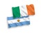 Flags of Ireland and Argentina on a white background