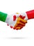 Flags Ireland, Canada countries, partnership friendship handshake concept.