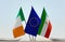 Flags of Ireland EU and Equatorial Guinea