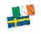 Flags of Ireland and Sweden on a white background