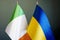 Flags of Ireland and Ukraine as a concept of diplomacy.
