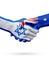 Flags Israel, Australia countries, partnership friendship handshake concept.