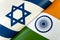 Flags of Israel , India. The concept of international relations between countries. The concept of an alliance or a confrontation