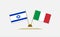 Flags of Israel and Italy. Partnership. Background and illustrations. 3d