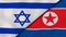 The flags of Israel and North Korea. News, reportage, business background. 3d illustration