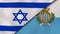 The flags of Israel and San Marino. News, reportage, business background. 3d illustration