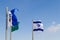 Flags of Israel in the wind