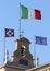 Flags of Italian State on the Quirinal Hill, where houses the Pr