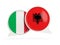 Flags of Italy and albania inside chat bubbles