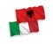 Flags of Italy and Albania on a white background