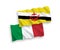 Flags of Italy and Brunei on a white background