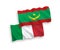 Flags of Italy and Islamic Republic of Mauritania on a white background