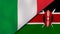 The flags of Italy and Kenya. News, reportage, business background. 3d illustration