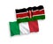 Flags of Italy and Kenya on a white background