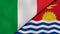 The flags of Italy and Kiribati. News, reportage, business background. 3d illustration