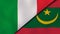 The flags of Italy and Mauritania. News, reportage, business background. 3d illustration