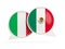 Flags of Italy and mexico inside chat bubbles