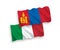 Flags of Italy and Mongolia on a white background