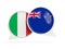 Flags of Italy and new zealand inside chat bubbles