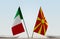 Flags of Italy and Republic of North Macedonia FYROM