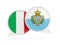 Flags of Italy and san marino inside chat bubbles