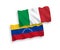 Flags of Italy and Venezuela on a white background