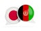 Flags of Japan and afghanistan inside chat bubbles