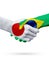 Flags Japan, Brazil countries, partnership friendship handshake concept.