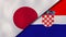 The flags of Japan and Croatia. News, reportage, business background. 3d illustration